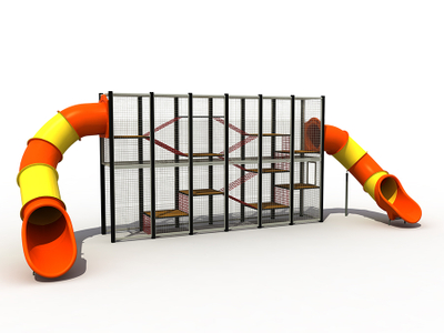 Parco giochi per bambini con arrampicata su gabbia all'aperto